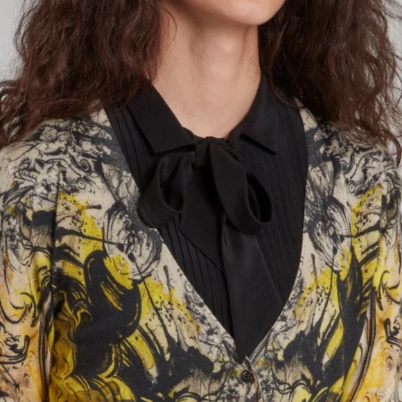 Vintage Cavalli Roberto Cavalli Yellow Baroque Print Cardigan Size 46​ - Picture 2 of 10